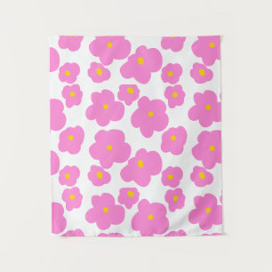 Pink yellow daisy flower modern elegant pattern tapestry