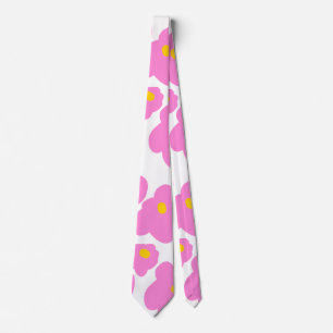Pink yellow daisy flower modern elegant pattern tie
