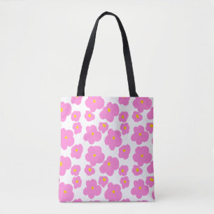 Pink yellow daisy flower modern elegant pattern tote bag