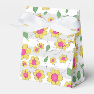 Pink yellow daisy flower spring kids doodles  favour box