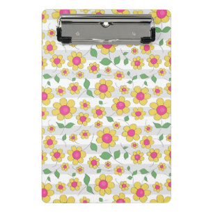 Pink yellow daisy flower spring kids doodles mini clipboard
