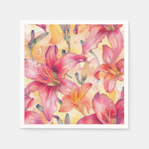 Pink Yellow Daylilies Napkin