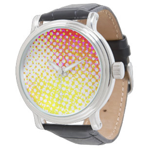 Pink Yellow Dot Pattern Design Watch