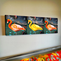 Pink Yellow Flamingos Trio Photo Dare Quote Modern