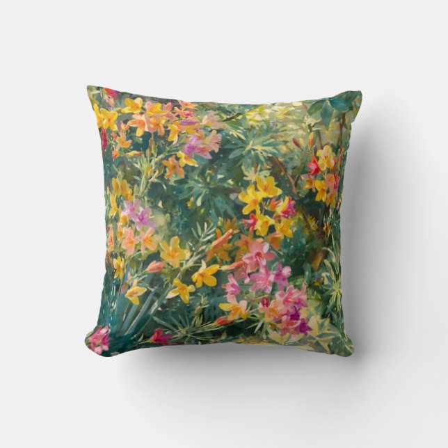 Pink Yellow Floral Cushion (Front)