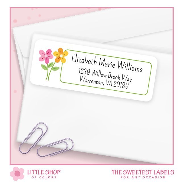 Pink Yellow Floral Customisable Return Address (Creator Uploaded)