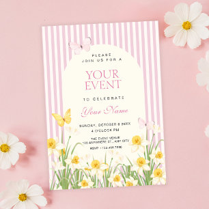 Pink yellow floral invitation