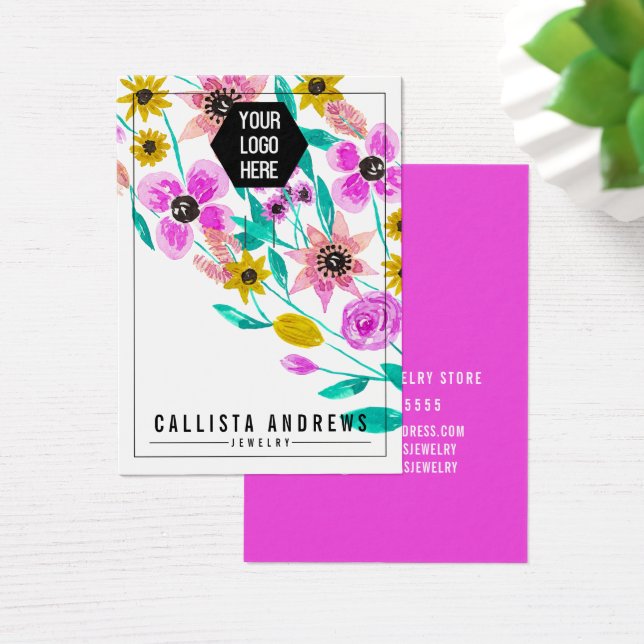 Pink Yellow Floral Keychain Logo Display (Desk)