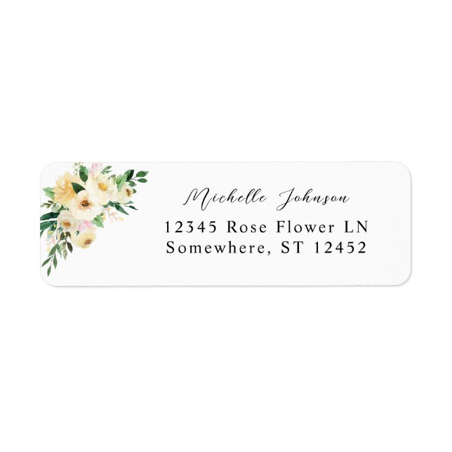 Pink & Yellow Floral Return Address Label 2 (Front)