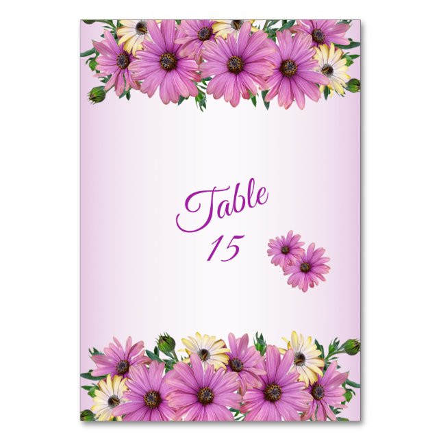 Pink Yellow Floral Rustic Elegant Wedding Party Table Number (Front)