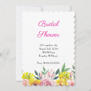 PINK YELLOW FLORAL SUMMER BRIDAL SHOWER INVITATION