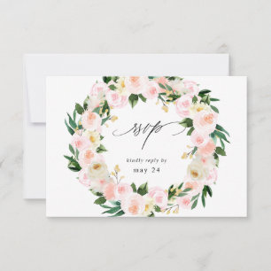 Pink & Yellow Floral w Meal RSVP Card