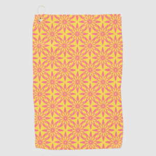 Pink Yellow Flower Seamless Pattern Golf Towel