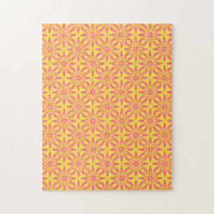 Pink Yellow Flower Seamless Pattern Jigsaw Puzzle