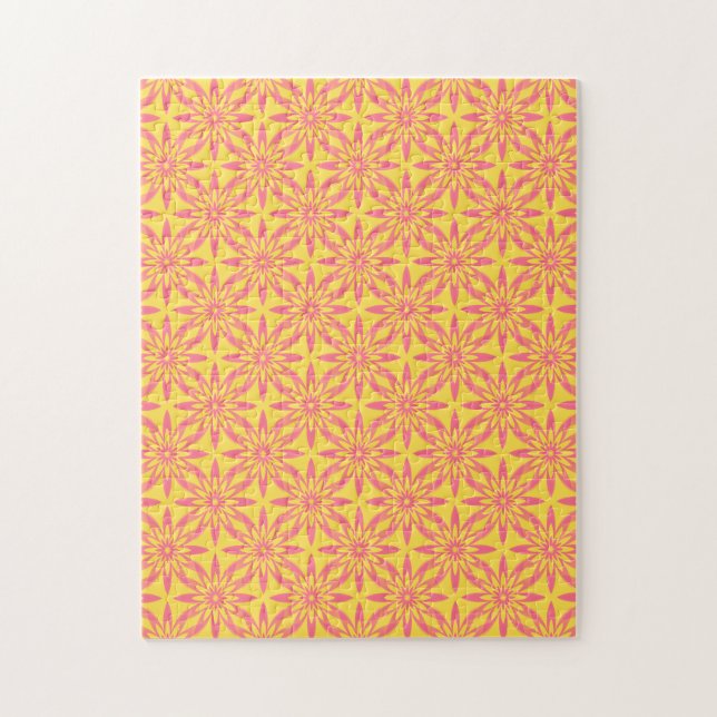 Pink Yellow Flower Seamless Pattern Jigsaw Puzzle (Vertical)