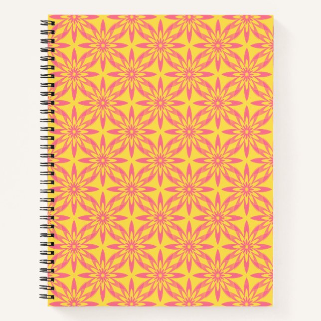 Pink Yellow Flower Seamless Pattern Notebook (Front)