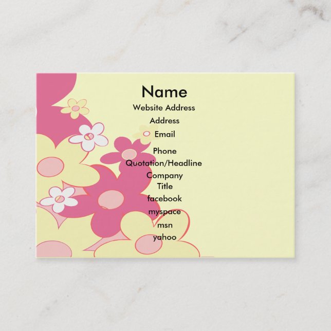 Pink Yellow Flowers Contact Profile Card (Front)