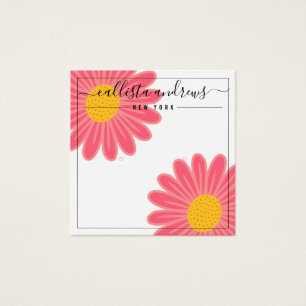 Pink Yellow Flowers Cursive Earring Display Card