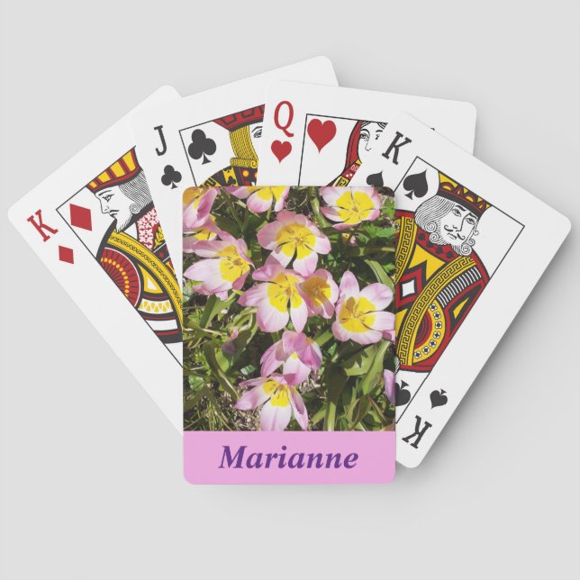 Pink & Yellow Flowers  Playing Cards (Back)