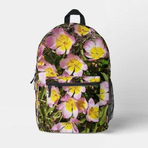 Pink & Yellow Flowers Printed Backpack