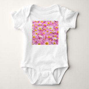 Pink Yellow Flowers Seamless Background Baby Bodysuit