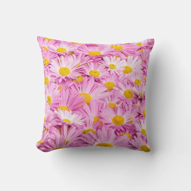 Pink Yellow Flowers Seamless Background Cushion (Front)