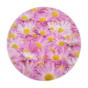 Pink Yellow Flowers Seamless Background Cutting Board