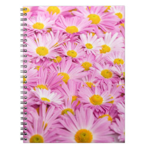 Pink Yellow Flowers Seamless Background Notebook