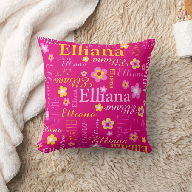 Pink yellow girls name Elliana Cushion (Blanket)