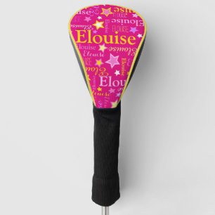 Pink yellow girls name Elouise stars pattern Golf Head Cover