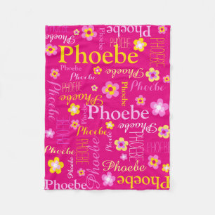 Pink yellow girls name flower graphic blanket