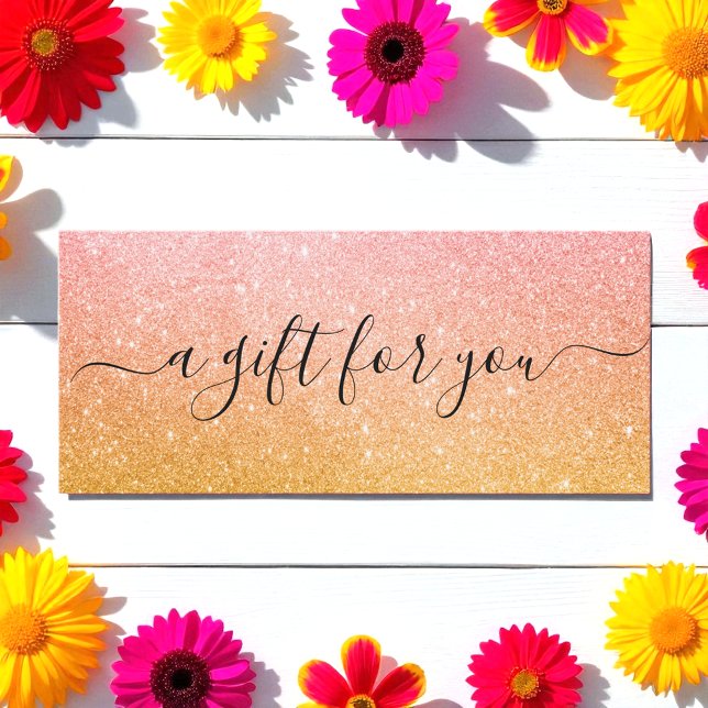 Pink Yellow Glitter Business Gift Certificate (Creator Uploaded)