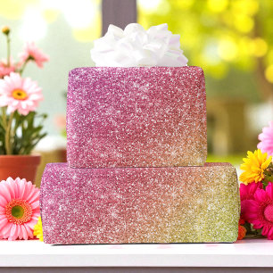 Pink Yellow Glitter Colourful Rainbow Wrapping Paper