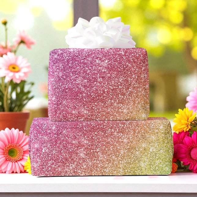 Pink Yellow Glitter Colourful Rainbow Wrapping Paper (Creator Uploaded)