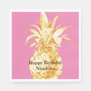 Pink Yellow Gold Pineapple Confetti Napkin
