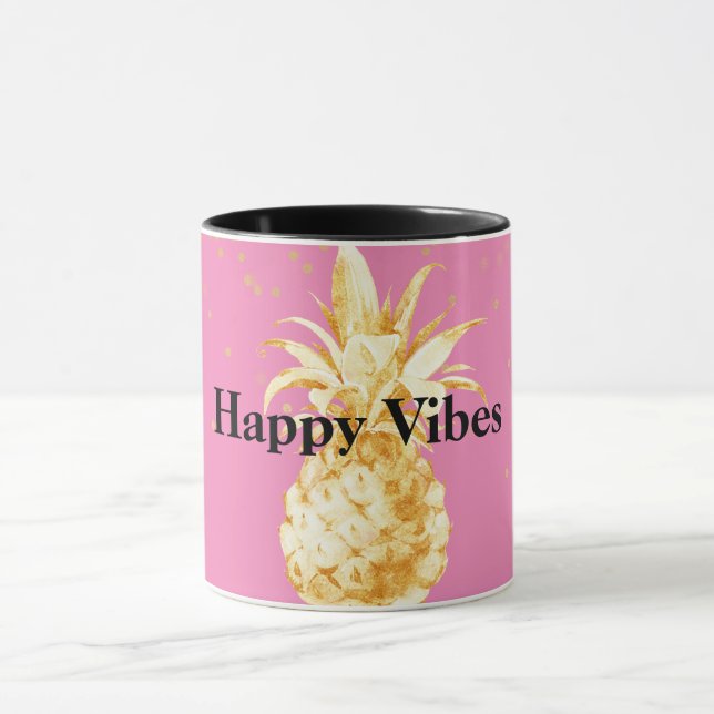 Pink Yellow Gold Pineapple Mug (Center)