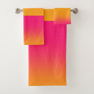 Pink Yellow Gradient Bath Towel Set