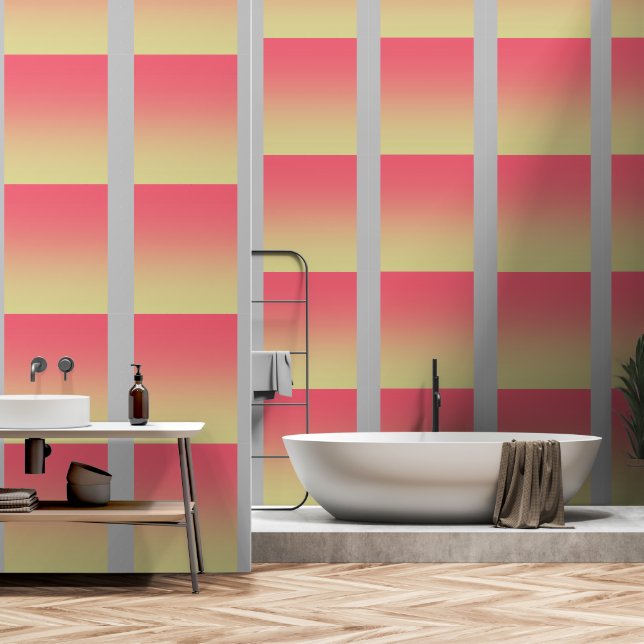 Pink Yellow Gradient Grey  Wallpaper (Bathroom)