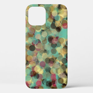 pink yellow green and blue circle pattern abstract iPhone 12 case