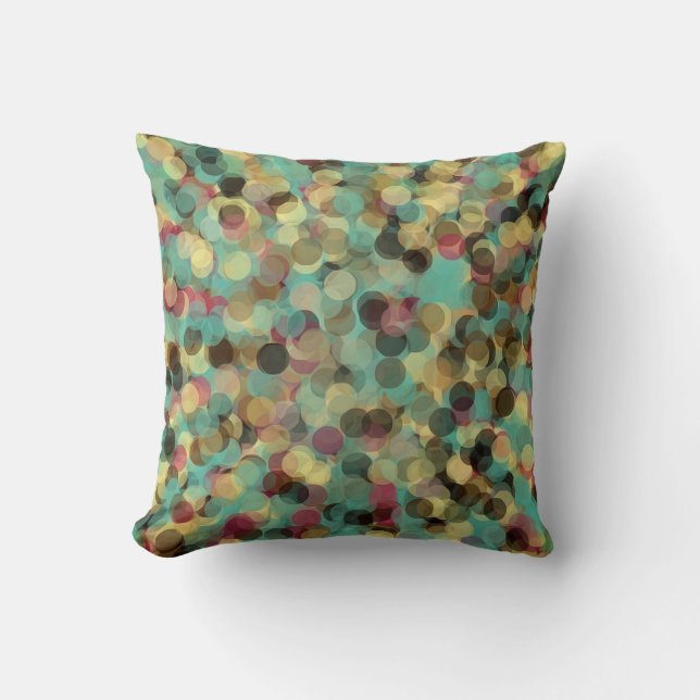 pink yellow green and blue circle pattern abstract cushion (Front)