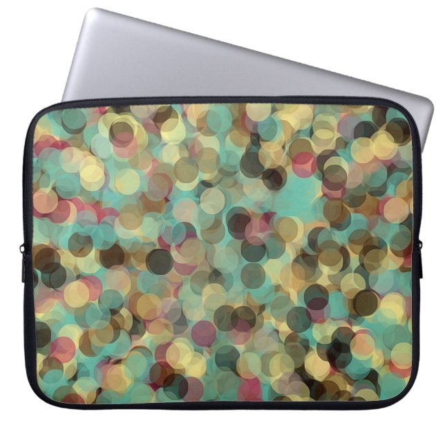 pink yellow green and blue circle pattern abstract laptop sleeve (Front)