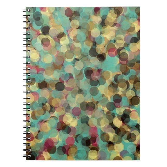 pink yellow green and blue circle pattern abstract notebook (Front)