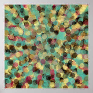 pink yellow green and blue circle pattern abstract poster