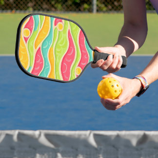 PINK YELLOW GREEN BLUE SUMMER WAVES PICKLEBALL PADDLE