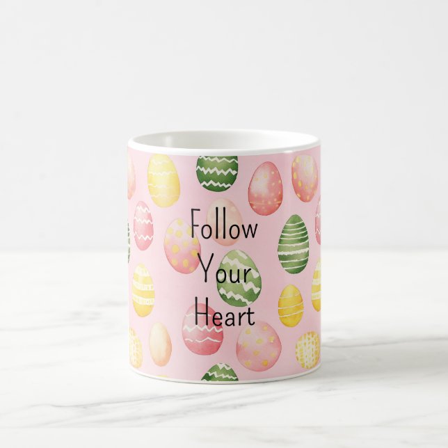 Pink Yellow Green Easter Eggs Coffee Mug (Center)