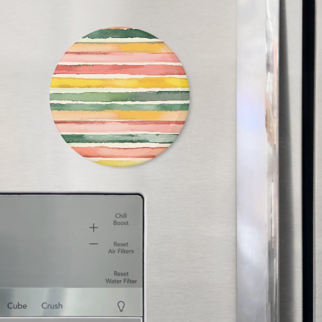 Pink Yellow Green Stripes Magnet (In Situ (Fridge))