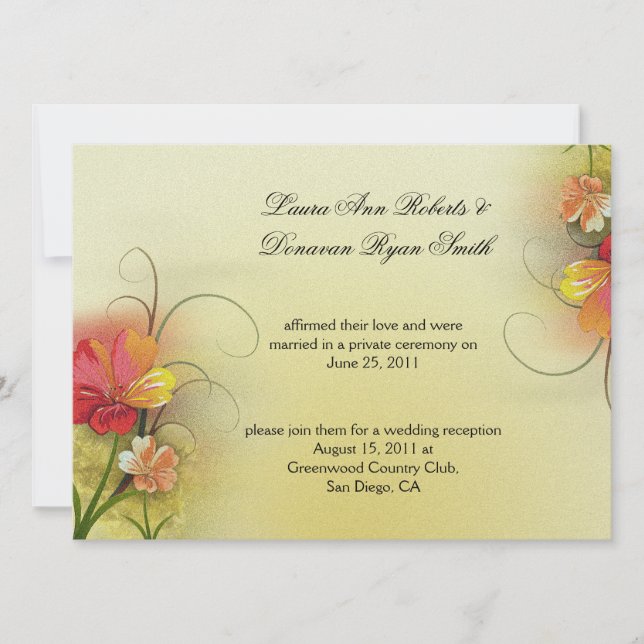 Pink Yellow Green Watercolor Abstract Florals Post Invitation (Front)