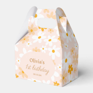 Pink Yellow Groovy Daisy Birthday Favour Box