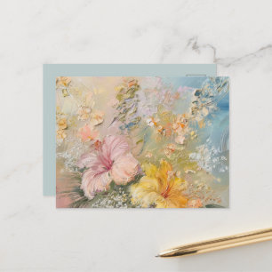 Pink Yellow Hibiscus Tropical Flowers Postcard
