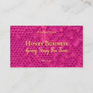 Pink Yellow Honeycomb beekeeper farm photo Apiary Business Card